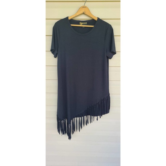 Serena William Signature Collection Asymmetrical  Fringe Black Top Small - Picture 1 of 6
